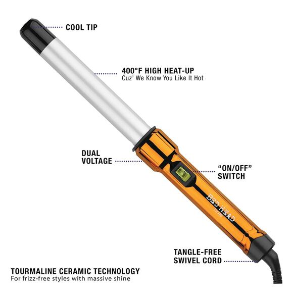 Bed Head Curlipops Tourmaline Ceramic 1" Curling Iron Wand, Orange - Picture 1 of 6